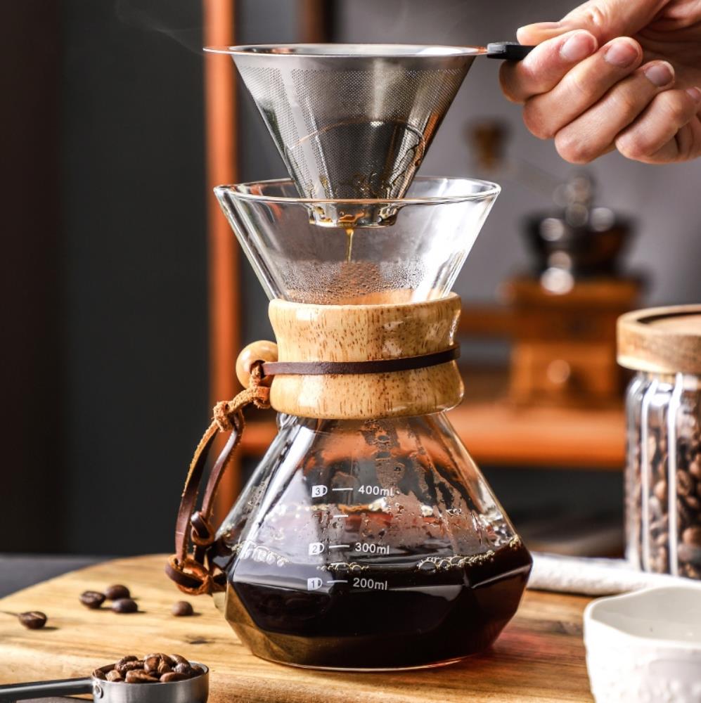 Coffee Equipment Pour Over - Paslanmaz Çelik Filtreli Damla Demleme Sıcak